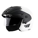 Vega Cruiser ISI Certified Lightweight & Compact with Peak Open Face Helmet for Men and Women with Clear Visor(White, Size:M)