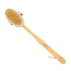 vega long handle wooden bath brush detachable  soft bristle body amp back scrubber for men amp women  bath massage brush amp back washer for deep cleansing amp dry brushing nba-13