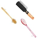 VEGA Detachable Wooden Bristle Bath Brush with Long Handle Easy Massaging &amp; Mini Flat Brush &amp; New Luxury Bristle Bath Brush for Gentle Body Massage, Pink