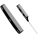 Vega Dressing Comb, black, 50 g & Vega Tail Comb with Steel Pin and Fine Tooth, Black