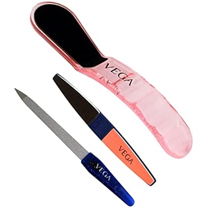 vega dual sided pedicure file removing hard dry skin amp vega nail file small 1 pc amp vega nail buffer