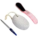 VEGA Dual Sided Pedicure Scraper File Removing Hard Dry Skin &amp; Oval Shaped Pumice Stone, White &amp; Nail File (Small), 1 Pc