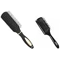Vega Flat Brush with Black and Gold Colored Handle and Black Colored Brush Head &amp; VEGA Premium Collection Mini Paddle Hair Brush for Men &amp; Women, (8586 M)