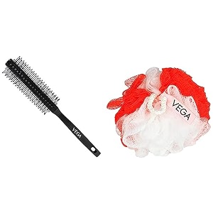 vega fluffy sponge amp vega round brush for men amp women r3-rb color may vary