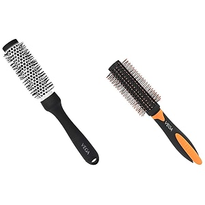 vega hot curl brush small black 80 g amp vega round brush for men amp women with inbuilt hair clip e20-rb
