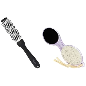 vega hot curl brush small black 80 g amp vega 4 in 1 foot pedicure brush pumice stone scrubber amp file for soft care