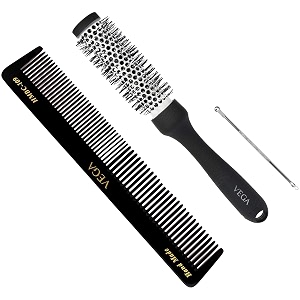 vega hot curl brush small black 80 g amp vega black head remover rounded - 1 pc amp vega oval shaped pumice stone white