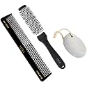 VEGA Hot Curl Brush Small, black, 80 g &amp; Vega Oval Shaped Pumice Stone, White &amp; Vega Half Coarse and Half Fine General Grooming Comb, Black