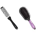 VEGA Hot Curl Brush Small, black, 80 g &amp; VEGA Cushioned Hair Brush With Cleaner, (E18-CB)
