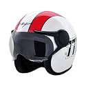 Vega Jet ISI DOT Certified Gloss Finish Open Face Helmet for Men and Women with Clear Visor(White Red, Size:L)