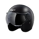 Vega Jet ISI DOT Certified Gloss Finish Open Face Helmet for Men and Women with Clear Visor(Black, Size:L)