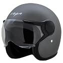 Vega Jet ISI DOT Certified Matt Finish Open Face Helmet for Men and Women with Clear Visor(Dull Anthracite, Size:L)