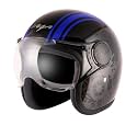 Vega Jet Old School ISI DOT Certified Gloss Finish Open Face Helmet for Men and Women with Clear Visor(Black Blue, Size:L)