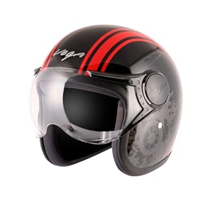 vega jet old school wvisor black red helmet-m
