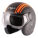 Vega Jet Old School ISI DOT Certified Gloss Finish Open Face Helmet for Men and Women with Clear Visor(Black Blue, Size:L)