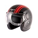 Vega Jet Old School W/Visor Black Red Helmet-M