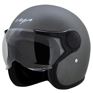 vega jet isi dot certified matt finish open face helmet for men and women with clear visordull anthracite sizel