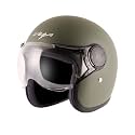 Vega Jet W/Visor Dull Army Green Helmet-M