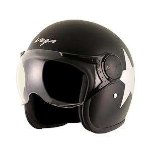 vega jet star wvisor dull black silver helmet-l