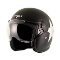 Vega Jet Star W/Visor Dull Black Silver Helmet-L