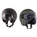 Vega Jet W/Visor Dull Army Green Helmet-L &amp; Vega Atom Dull Black Helmet-M