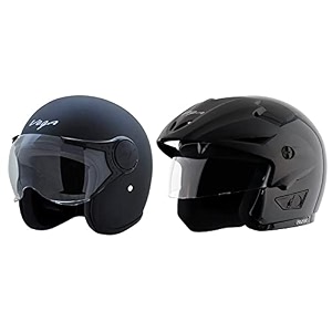 vega jet wvisor dull black helmet-l amp cruiser cr-wp-k-l open face helmet with peak black l