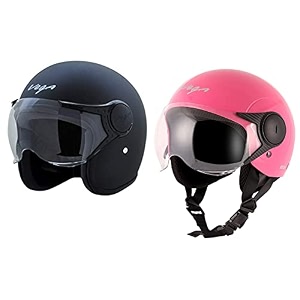 vega jet wvisor dull black helmet-l amp atom pink helmet-m