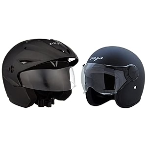 vega jet wvisor dull black helmet-l amp cruiser cr-wp-dk-m open face helmet with peak dull black m