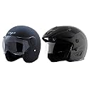 Vega Jet W/Visor Dull Black Helmet-L &amp; Cruiser CR-W/P-K-L Open Face Helmet with Peak (Black, L)