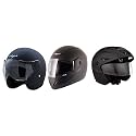 Vega Jet W/Visor Dull Black Helmet-L&amp;Vega Cliff Black Helmet-M&amp;Vega Cruiser CR-W/P-DK-M Open Face Helmet with Peak (Dull Black, M)