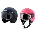 Vega Jet W/Visor Dull Black Helmet-L &amp; Atom Pink Helmet-M