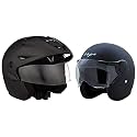 Vega Jet W/Visor Dull Black Helmet-L &amp; Cruiser CR-W/P-DK-M Open Face Helmet with Peak (Dull Black, M)