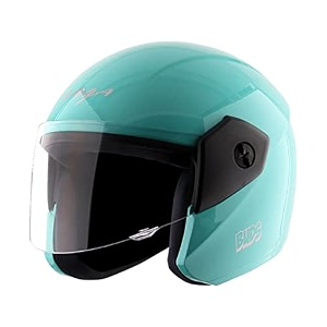 vega junior buds isi certified lightweight open face helmet for kidsyouthwomen with clear visormint sizexs