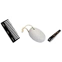 Vega Large Shampoo Comb, Black - 1 Pc &amp; VEGA Large Nail Clipper (Black) (LNC-03) &amp; Vega Oval Shaped Pumice Stone, White