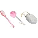 VEGA New Luxury Bristle Bath Brush for Gentle Body Massage, Pink &amp; Oval Shaped Pumice Stone, White &amp; Luxury Soft Sponge Brush For Cleansing (colour may vary)