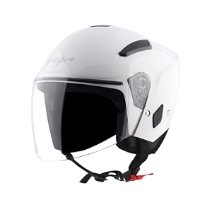 vega orion open face riding helmet with lightweight shell comfortable liner shock absorbing interior ventilated fit durable build and modern white styling white-m