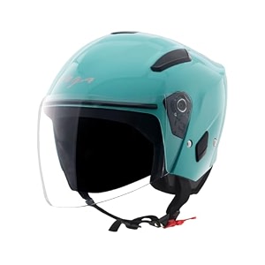 vega orion open face riding helmet with lightweight shell comfortable liner shock absorbing interior ventilated fit durable build and modern mint styling mint-m