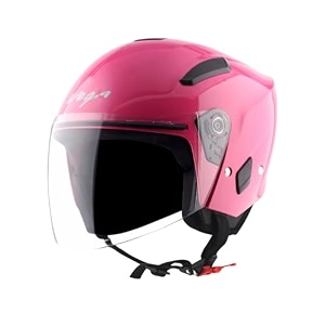 vega orion open face riding helmet with lightweight shell comfortable liner shock absorbing interior ventilated fit durable build and modern pink styling pink-m