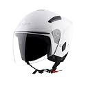 Vega Orion Open Face Motorcycle Helmet with Lightweight Shell, Shock Absorbing Liner, Comfortable Interior, Ventilated Fit, Durable Build, and Trendy White Finish White-L