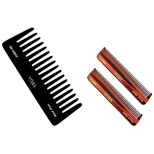 vega pocket comb brown pack of 2 amp vega large shampoo comb black - 1 pc