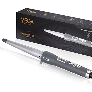 vega professional pro cera curls 19-25mm conical hair curler for women ceramic curling wand with led display amp heat control 80c-230c fast heat-up tight amp bouncy curls salon amp home use vpmct-08