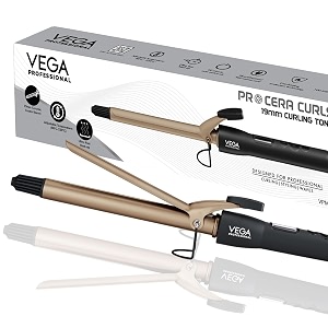 vega professional pro cera curls 19mm hair curler for women ceramic curling iron with 80c-230c temperature control fast heat-up hair styler for tight curls amp ringlets salon use home vpmct-02