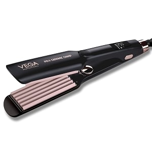 vega professional pro ceramic crimp hair crimper for salon fast heatup automatic shut-off with overheating protection technology adjustable temperture setting vppms-01 black