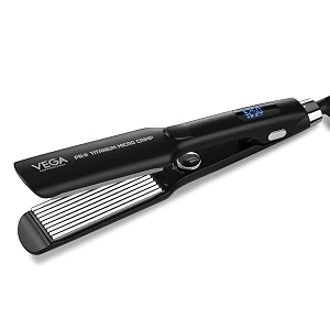 vega professional pro titanium micro crimp hair crimper with 30 sec ultra fast heatup overheating protection technology with adjustable temperature settings vppms-10