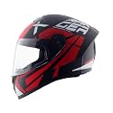 Vega Ranger DX Revenge Full Face Motorcycle Helmet with Matte Shell, Shock Absorbing Interior, Comfortable Liner, Ventilated Fit, Lightweight Build, and Trendy Dull Black Red Finish Dull Black Red-M
