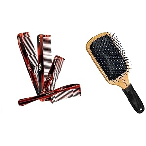 vega set of 4 hand made comb amp vega premium collection paddle hair brush for men amp women e1-pb