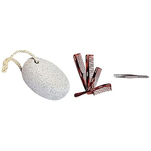 vega set of 4 hand made combamp oval shaped pumice foot tool stone whiteamp tweezer square tip - 1 pc