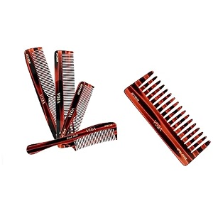 vega set of 4 hand made comb amp vega wide teeth shampoo comb handcrafted tortoise shell pattern large sized