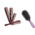 Vega Set of 4 Hand Made Comb &amp; VEGA Cushioned Hair Brush With Cleaner, (E18-CB)