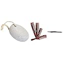 VEGA Set of 4 Hand Made Comb&amp; Oval Shaped Pumice Foot Tool Stone, White&amp; Tweezer, Square Tip - 1 Pc